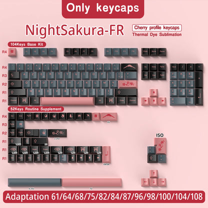 GMK Night Sakura Keycap 139/156 Keys DYE SUB Cherry Profile PBT Japanese/Korean/Russian/Abnt2/DE/ES/FR For Mechanical Keyboard