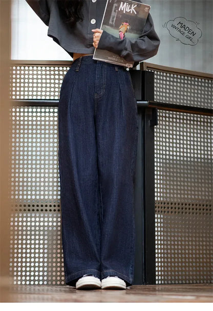 Maden Women's Vintage Denim Jeans Spring and Fall High Waist Loose Straight Pants Female Cotton Baggy Jeans Streetwear Trousers
