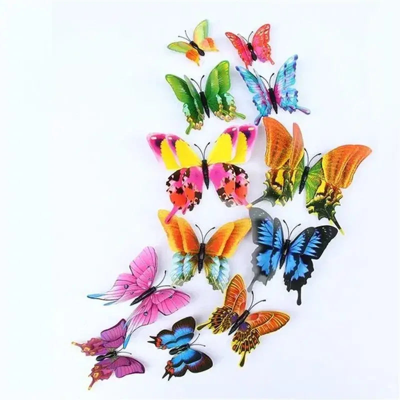 Magentic 3D Double-layer Butterfly Wall Stickers Magnet Refrigerator Stickers Home Girl Kids Room Wedding Christmas Decoration