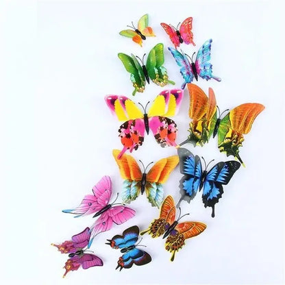 Magentic 3D Double-layer Butterfly Wall Stickers Magnet Refrigerator Stickers Home Girl Kids Room Wedding Christmas Decoration
