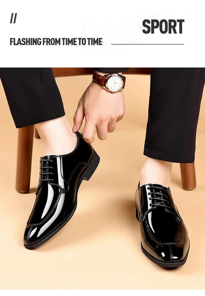 Business Men's Dress Shoes Patent Leather Trend Mens Party Shoe Soft Sole Casual Shoes Plus Size 38-48 Men Shoes High Quality
