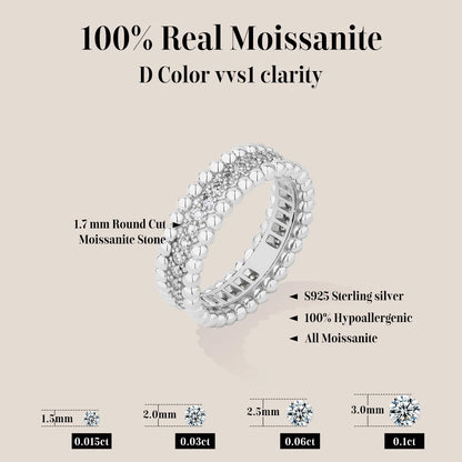 ATTAGEMS New Trends Moissanite Eternal Rings for Women S925 Sterling Silver D VVS1 Diamond Elegant Engagement Bands Fine Jewelry
