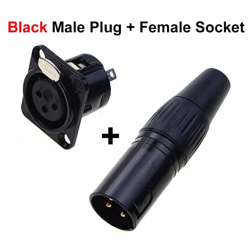 JCD XLR 3pin Male Female Panel Audio Microphone Mixer Plug Jack Connector YS145 YS146 Male Female 3 Core XLR Metal Socket