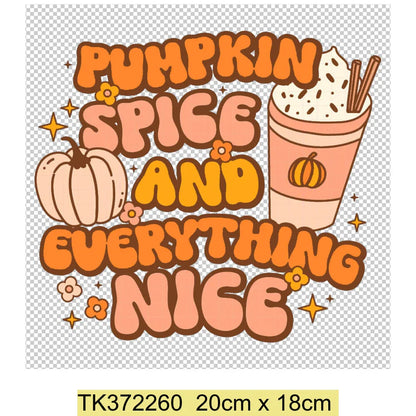 Retro Printing Thanksgiving Iron on Transfers Patches Pumpkin Autumn Heat Transfer Stickers for Clothes Heat Transfers Patches
