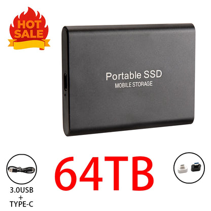 Highly cost-effective external hard drive, durable, efficient, and portable, with 256TB high-speed USB 3.1 Type C