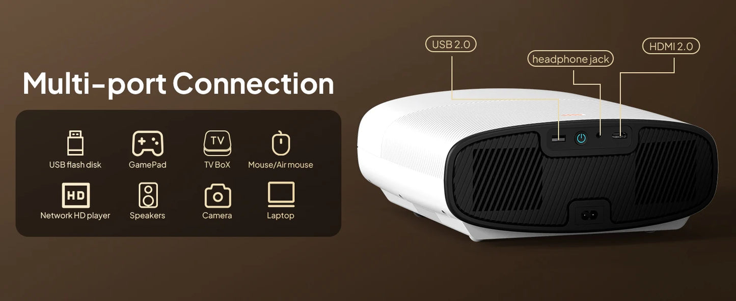 VEVSHAO A22 Full HD 1080P Projector 4K 1000ANSI Android WiFi Auto Focus 10W*2 Home Theater Projector for Office Meeting Video