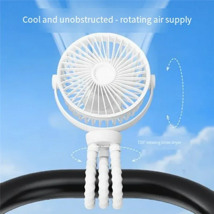 Mini USB Fan Rechargeable Octopus Multifunctional Fixable Small Fan Portable Desktop for Baby Stroller Bicycle with Soft Wind