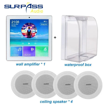 Bluetooth Wall Amplifier Smart Home Audio Mini Touch Screen 4*20W Stereo Sound Music PA System Loudspeaker Ceiling Speaker  suit