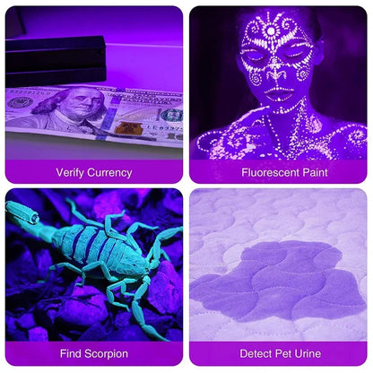 9/12 LED Protable UV Flashlight Black Light 395 NM Ultraviolet Torch Blacklight Detector for Dog Urine Pet Stain and Bed Bug