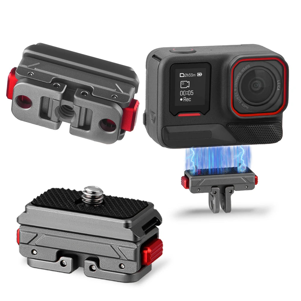 Quick Release Magnetic Adapter Base Mount for Insta360 Ace Pro 2 Protective Case 1/4 Screw Magnetic Adapter Mount Accessories