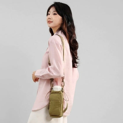 Adjustable Strap Nylon Water Bottle Storage Bag Phone Pocket Nylon Material Portable Water Bottle Bag Protective Cover