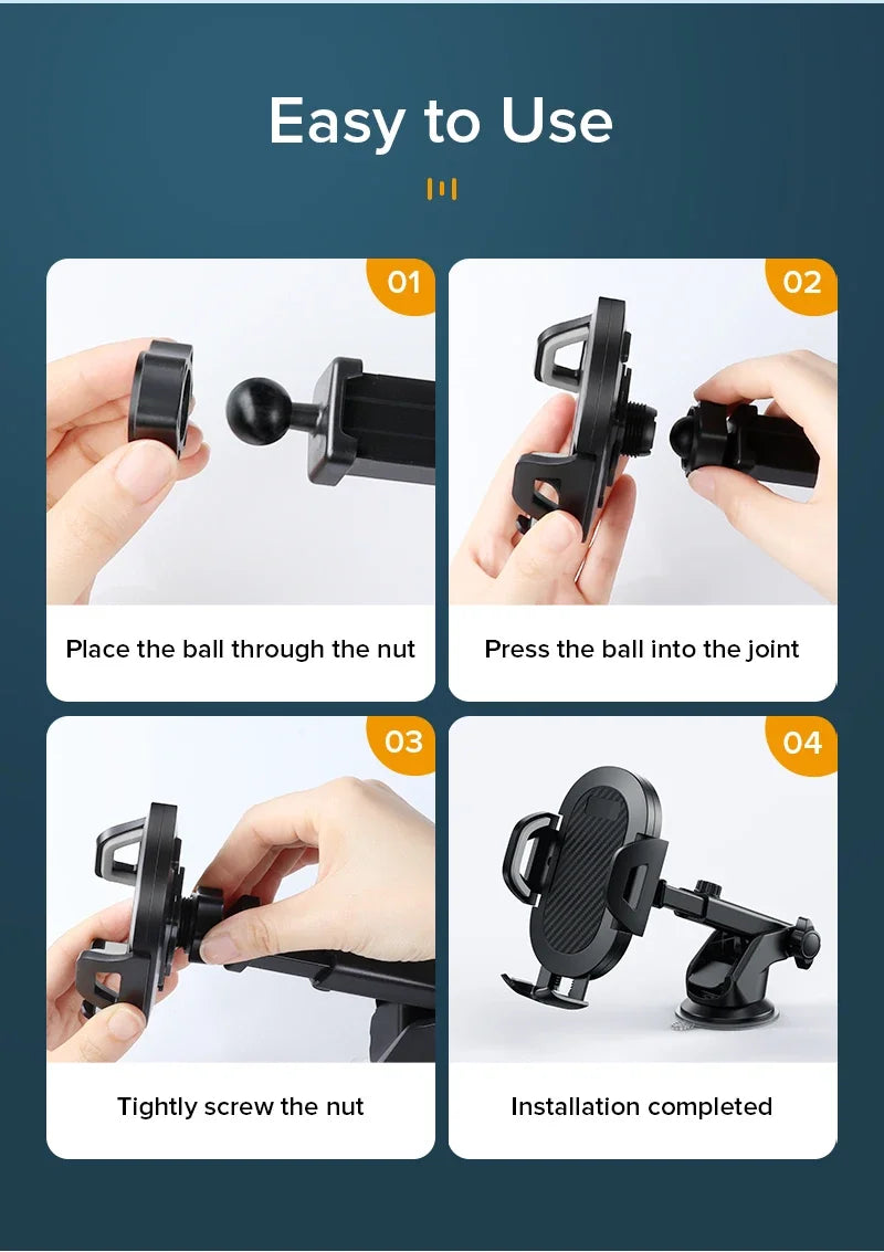 AUFU Sucker Car Phone Holder Smartphone Mount Stand GPS Telefon Mobile Cell Support For iPhone 15 14 13 Pro Max Xiaomi Samsung