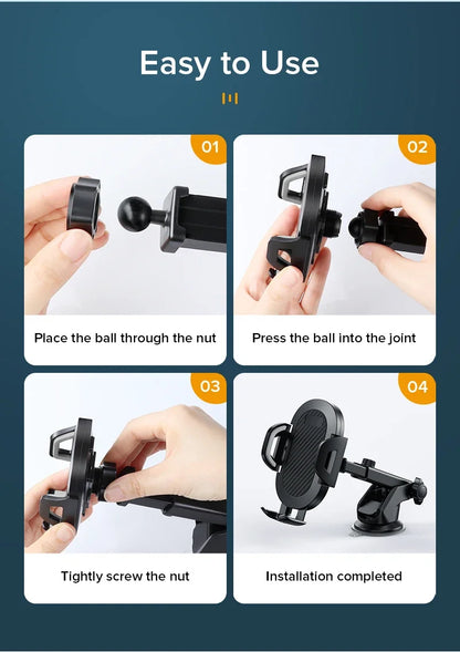 AUFU Sucker Car Phone Holder Smartphone Mount Stand GPS Telefon Mobile Cell Support For iPhone 15 14 13 Pro Max Xiaomi Samsung