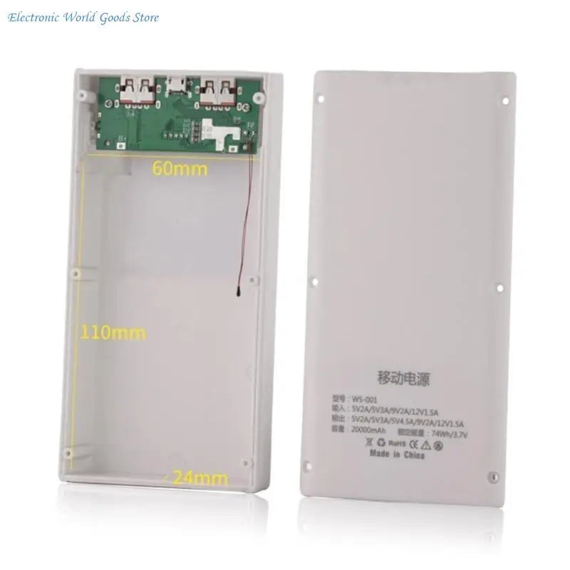 PowerBanks Casing Kit 20000mAh Mobile Chargers Builts in Cable PD22.5W Quick Charging LCD Display Shell