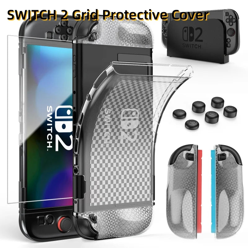 New Suitable Switch 2 Protective Case With Transparent Mesh Texture For Shock Scratch And Fingerprint Resistance