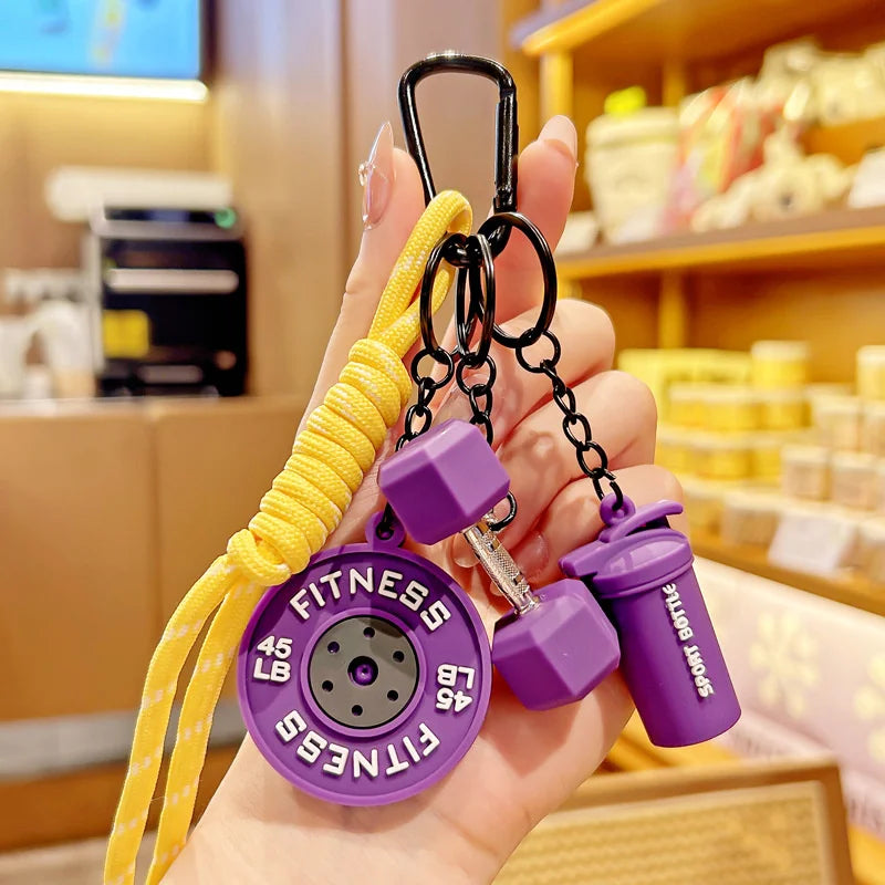 Fitness Keychain Gym Lover Barbell Key chain Weightlifting Keyring Silicone Weight Plate Gym Gifts Workout Gifts Bag Charm Backp