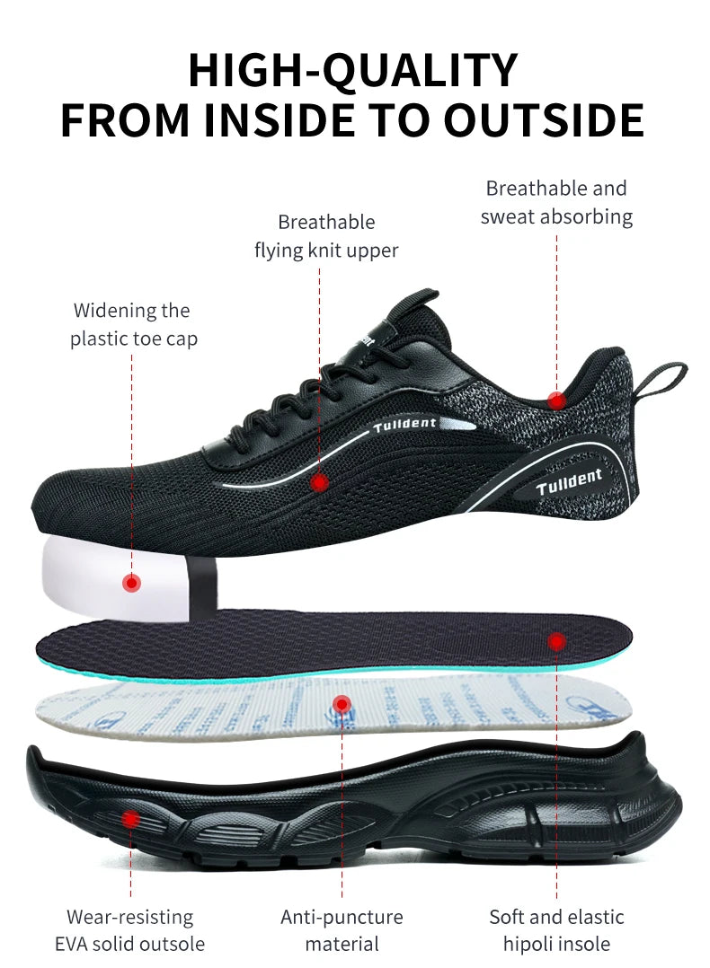 New men's safety shoes, anti smash and anti stab work shoes, men's indestructible safety boots, insulated shoes