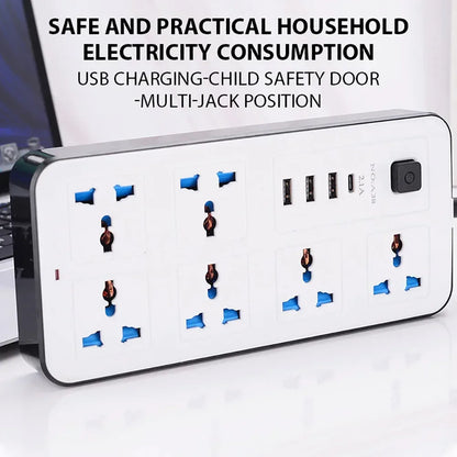 Universal Power Strip AC Outlet With Extension Cable Type C USB Ports Charger Electrical Socket For iPhone POCO Samsung Xiaomi