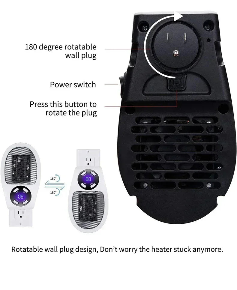 Portable Electric Heater Mini Radiator Plug in Wall Home Appliance with Remote Control Fast Heating Hand Warmer for Room Desktop