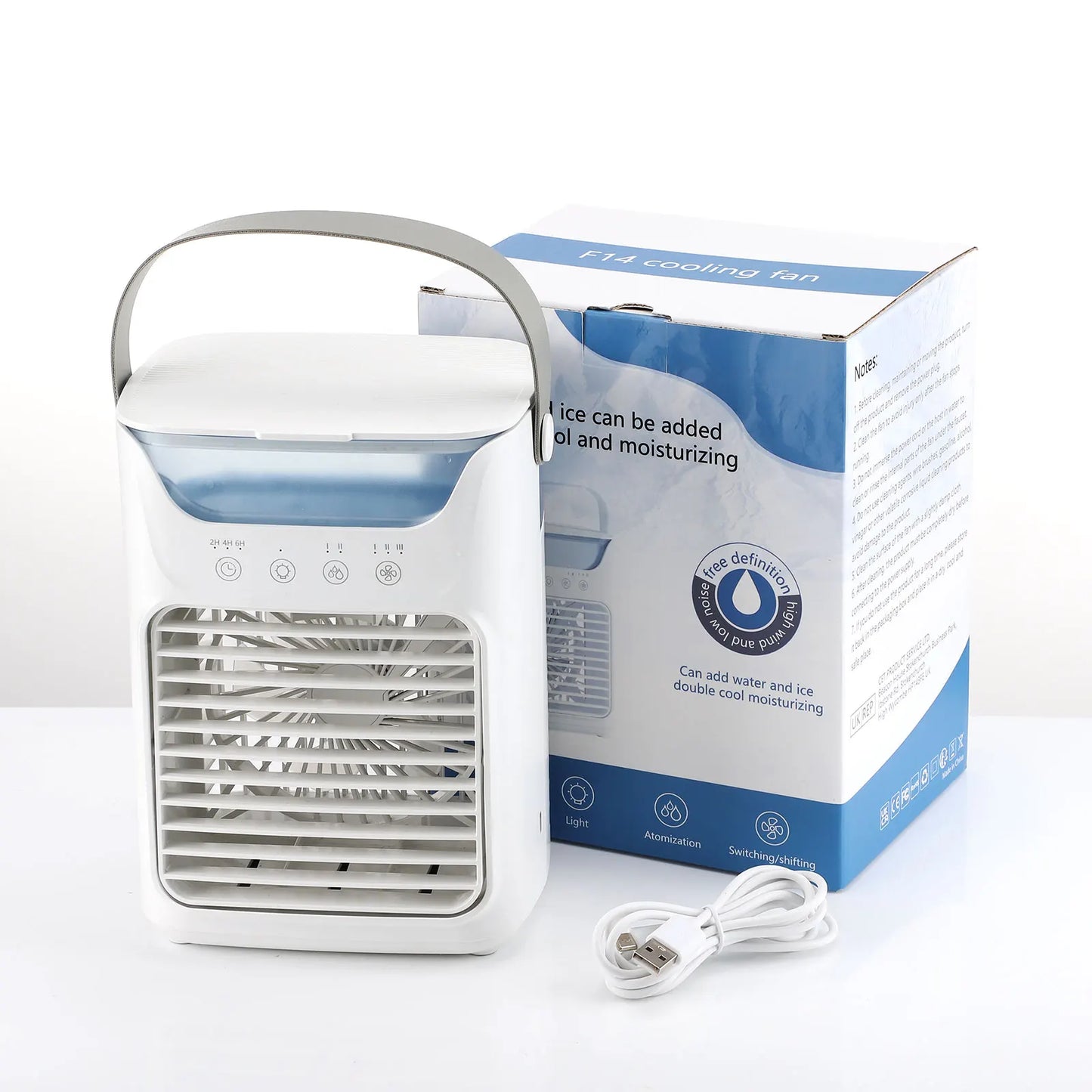 Portable Water Cooling Fan Small Air Humidifier Air Conditioner Water Mist Cooling 3 Speed Fan With Night Light For Home Office