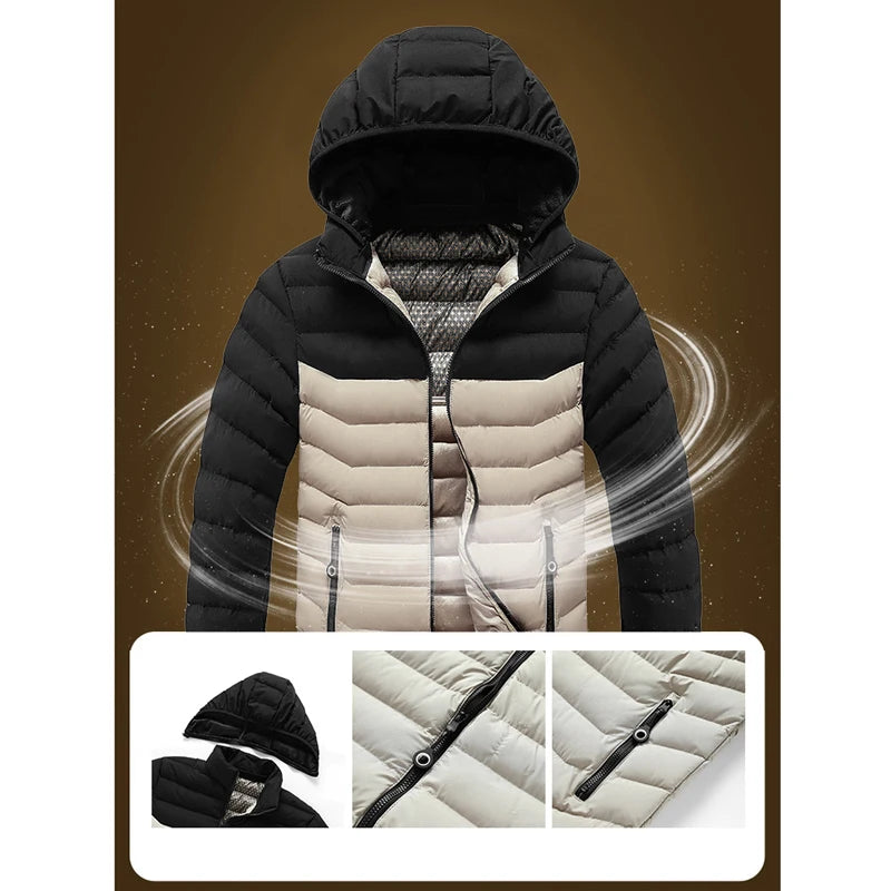 Winter Men's Bomber Padded Jacket Casual Men Cotton Thicken Warm Hooded Parkas Coats Male Thermal Windbreaker Jackets Clothing