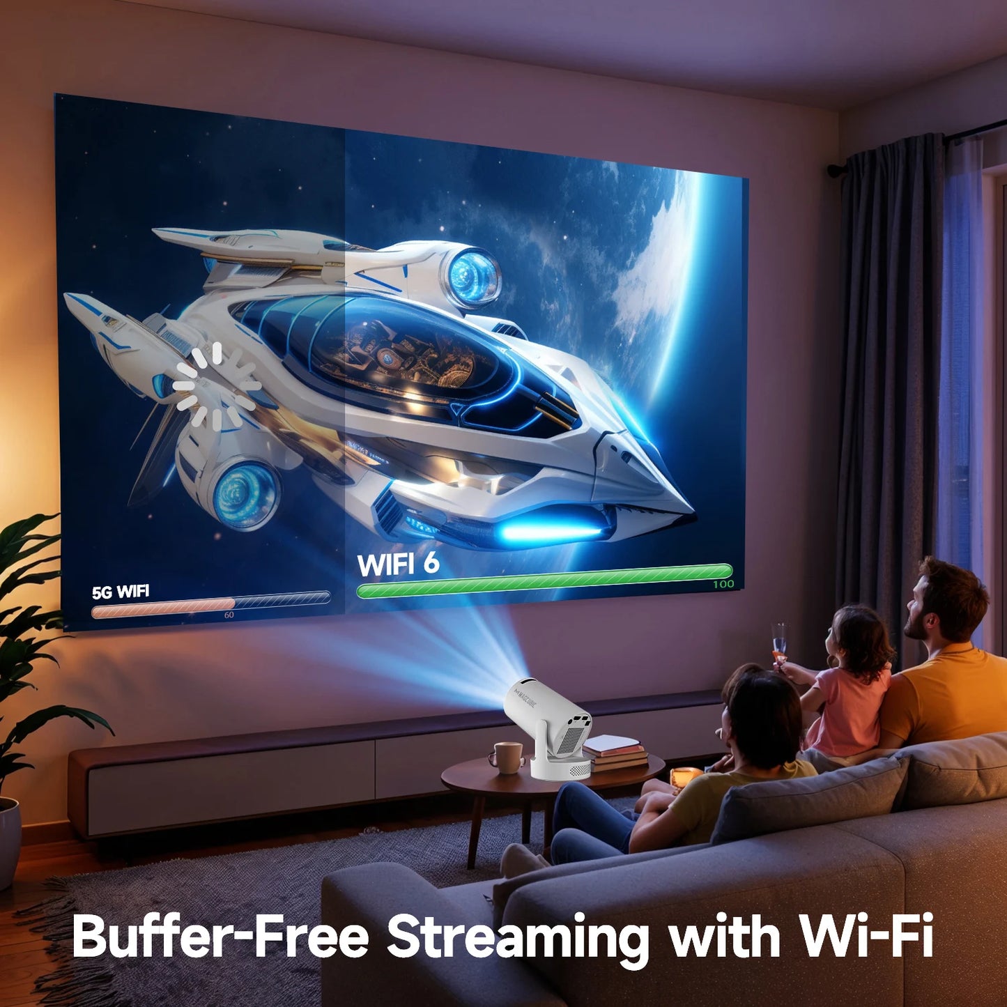 Magcubic HY300 Pro + Projector 8K 720P With 5W Speaker Android 14 8000 Lumens WiFi 6 BT5.4 Outdoor Video Home Theater Projector