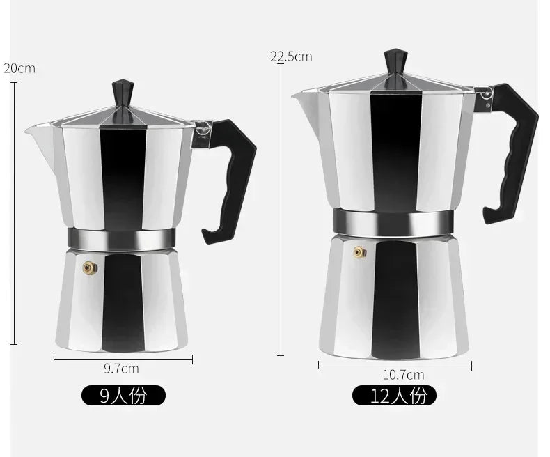 150 300 600 Aluminum Moka Pot with Electric Burner Stove Top Coffee Maker Espresso Percolator Mocha Kettle Heater Home Household