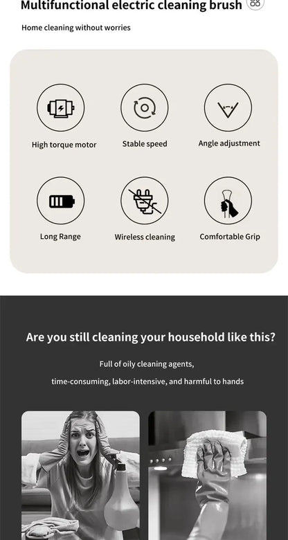 Cordless Multifunctional Electric Cleaning Brush - Spin Scrubber Portable Toilet Mop for Kitchen & Bathroom