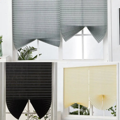 Adhesive Blackout Darkening Pleated Window Shade Blinds Portable Temporary Blinds Bedroom Apartment Dorm Roller Blackout Curtain