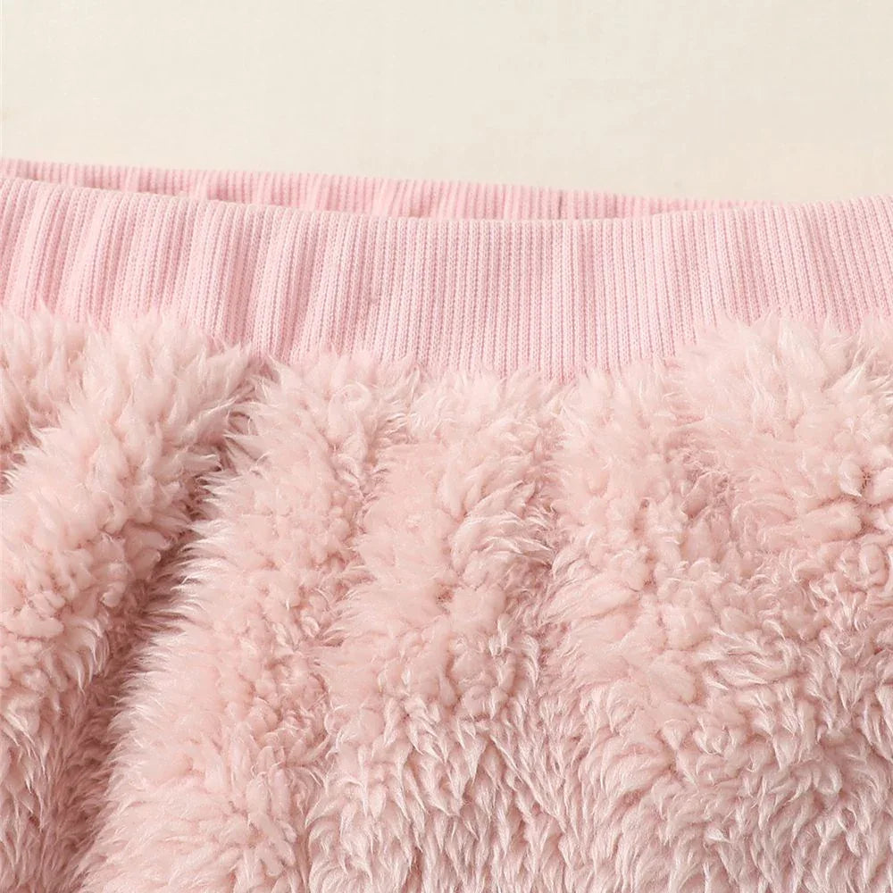 0-3Years Baby Girl Clothes Set Cute Bear O-neck Long Sleeve Top+Thick Pants Autumn&Winter Warm Clothing Outfit for Toddler Girl
