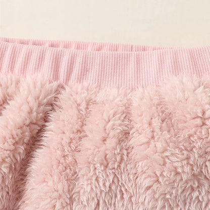 0-3Years Baby Girl Clothes Set Cute Bear O-neck Long Sleeve Top+Thick Pants Autumn&Winter Warm Clothing Outfit for Toddler Girl