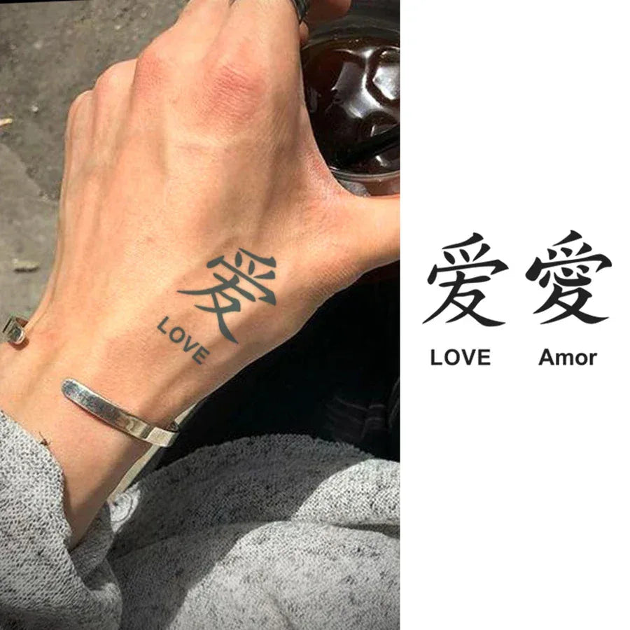 Oriental Style Chinese Character Herbal Temporary Tattoo Valentine's Day Gift I Love You Confession Tattoo Men Women Herbal Tattoo Sticker
