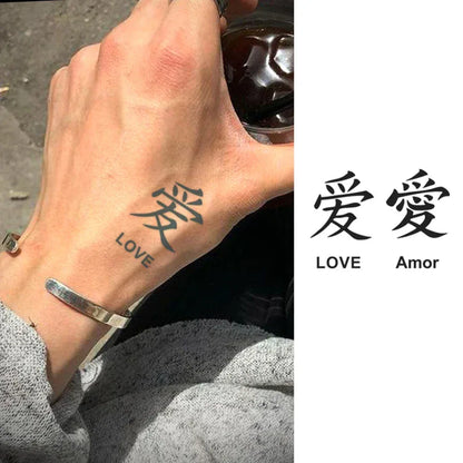 Oriental Style Chinese Character Herbal Temporary Tattoo Valentine's Day Gift I Love You Confession Tattoo Men Women Herbal Tattoo Sticker