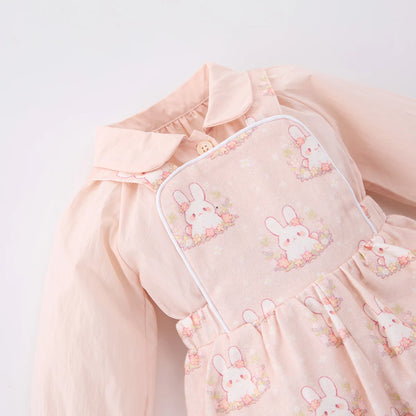 Infant carrycot pants set - Korean style - Girls' baby dress with sweet and stylish design - Cute rabbit print - Two-piece set
