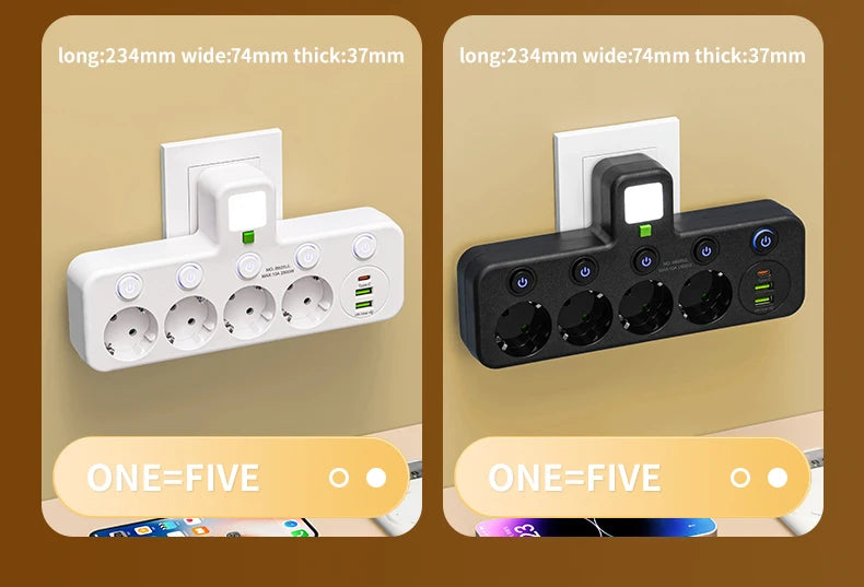 EU plug AC socket power board multi-layer wall socket universal network filter, with or without USB independent switch light ada