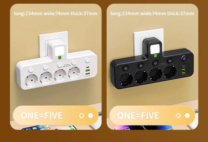 EU plug AC socket power board multi-layer wall socket universal network filter, with or without USB independent switch light ada