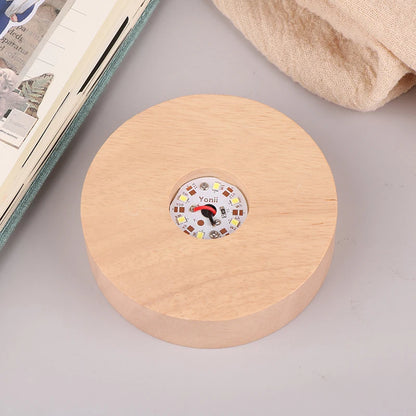 1PC Battery Operated 8/10cm Round Wooden LED Light Dispaly Base Stand Holder Table Night Lamp Base Crystal Glass Art Ornaments