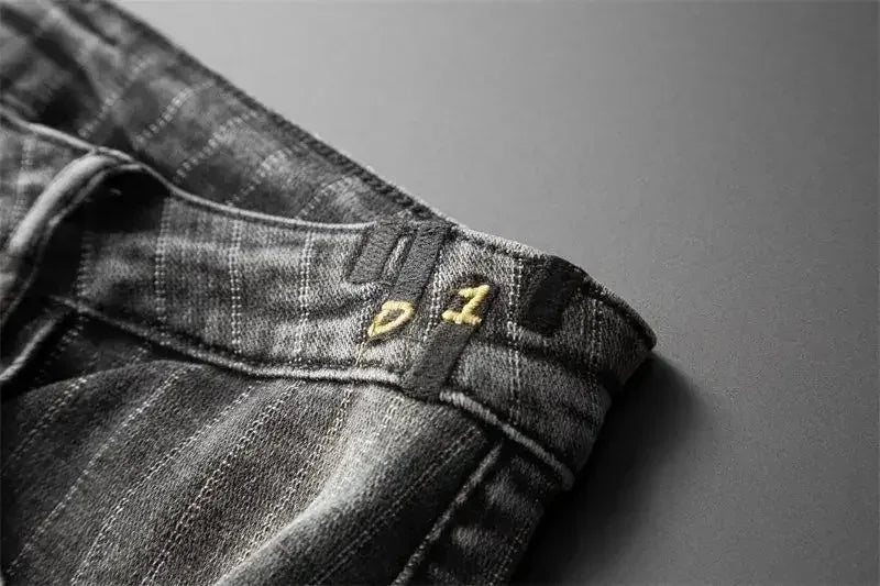 Trousers Skinny Luxury Men's Jeans Stripe Slim Fit Man Cowboy Pants with Pockets Tight Pipe Soft New in Plus Size Trend 2024 Xs
