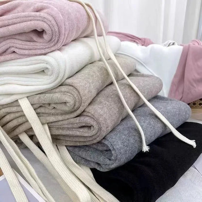 Autumn Winter Plush Pants Women  Soft Straight Tube Flared Pants High Elasticity Waist Casual Fashion Knited Woolen Pants