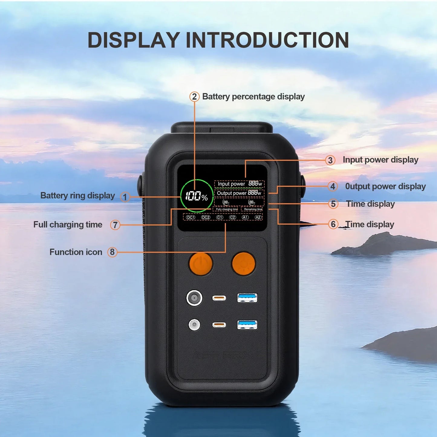 CTOLITY AXP200 AP400 Power Station 192Wh 345Wh Lifepo4 Battery for Camping Power Bank UPS Battery Backup USB TYPE-C LED Light