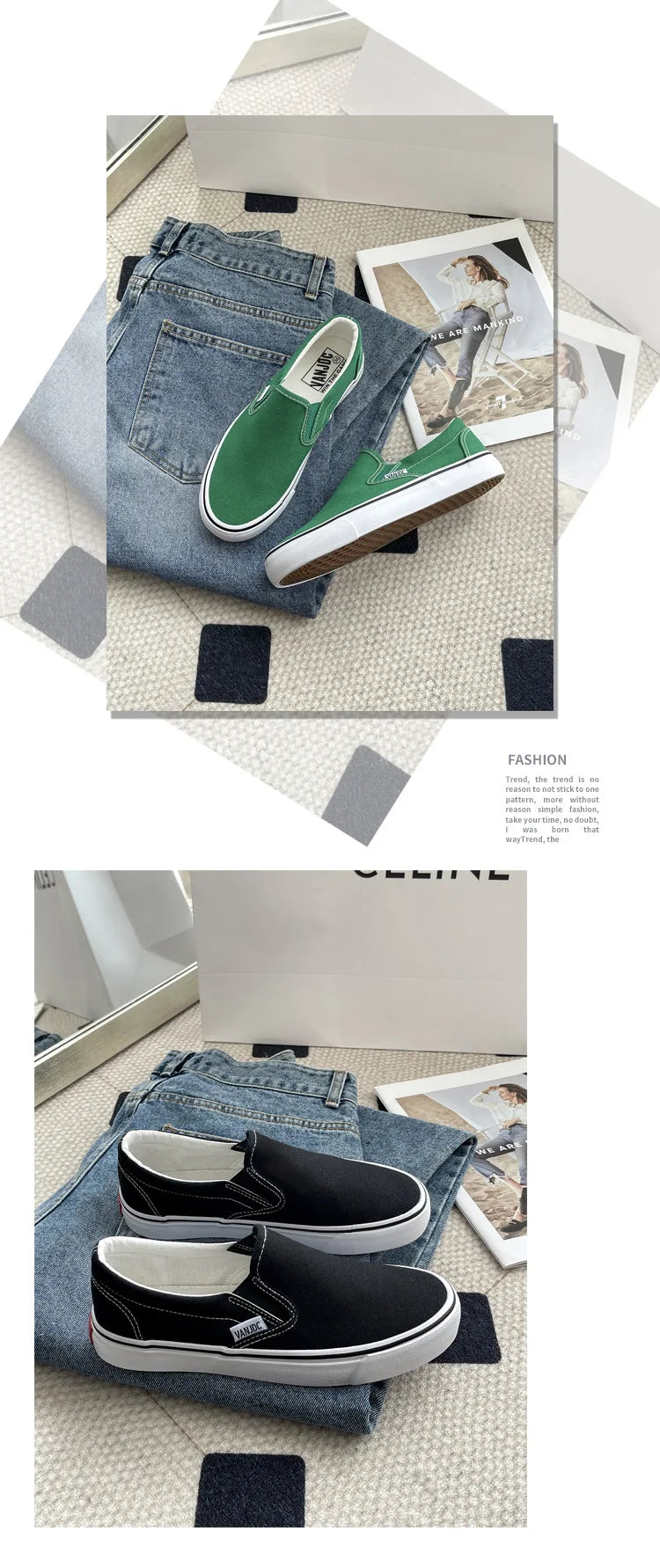 Women's Slip-On Canvas Shoes Summer 2026 Korean Style Student Flat Rubber Sole Wear-Resistant Low Cut Flat Heel Street Fashion