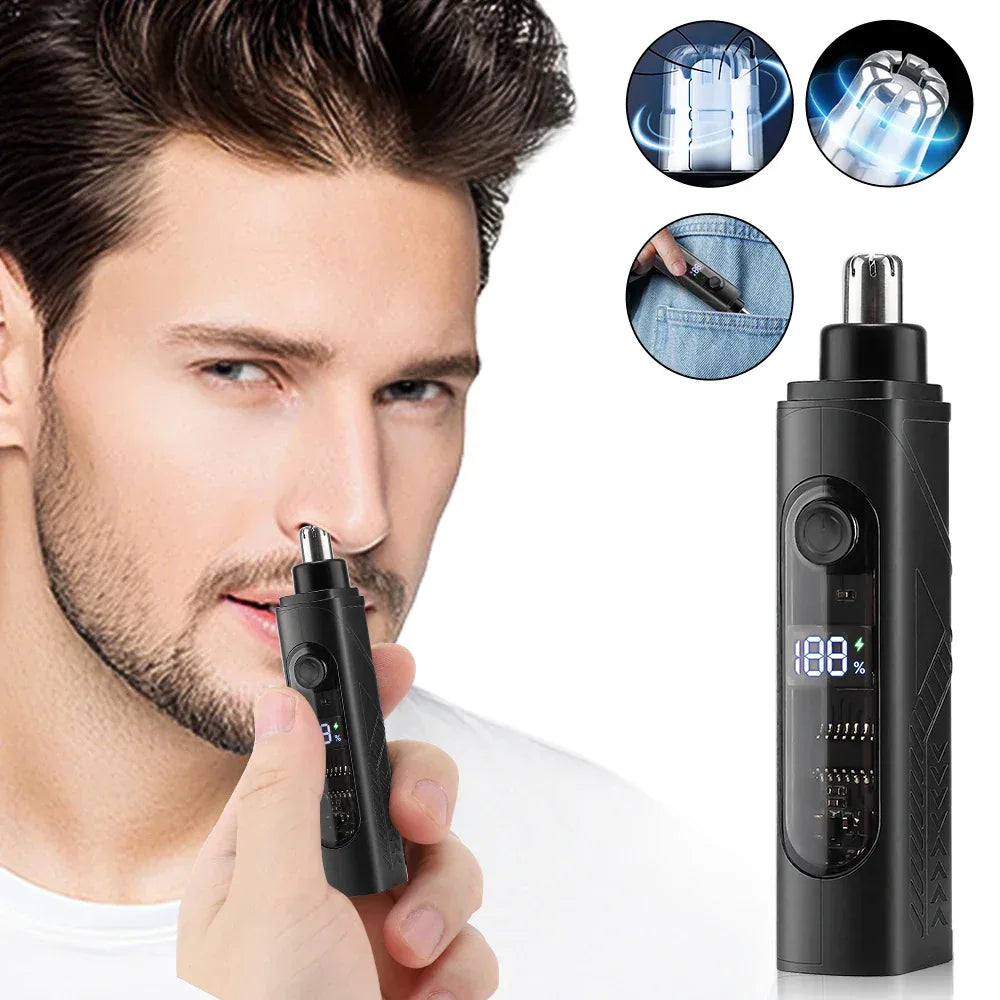Electric Mini Nose Hair Trimmer Painless Clipper Nose Ears Facial Hair Shaving Portable Trimmer For Men Women Wet Dry Haircut