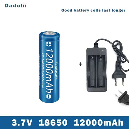 18650 Battery Rechargeable Battery 3.7V 18650 12000mAh Capacity Li-ion Rechargeable Battery For Flashlight Torch Battery+Charger