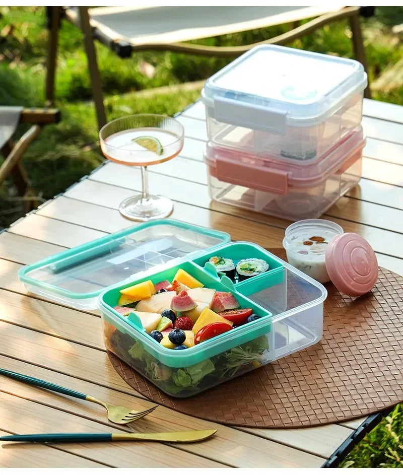 Portable Handle Design Double Layer Lunch Box Compartment Bento Boxes Students Toddler Bento Containers Outdoor Salad Picnic Box
