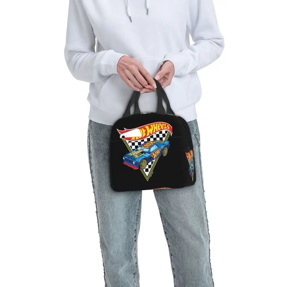Custom Hot Wheels For Fans Thermal Insulated Lunch Bag Cartoon Sport Car Portable Lunch Container Travel Multifunction Food Box