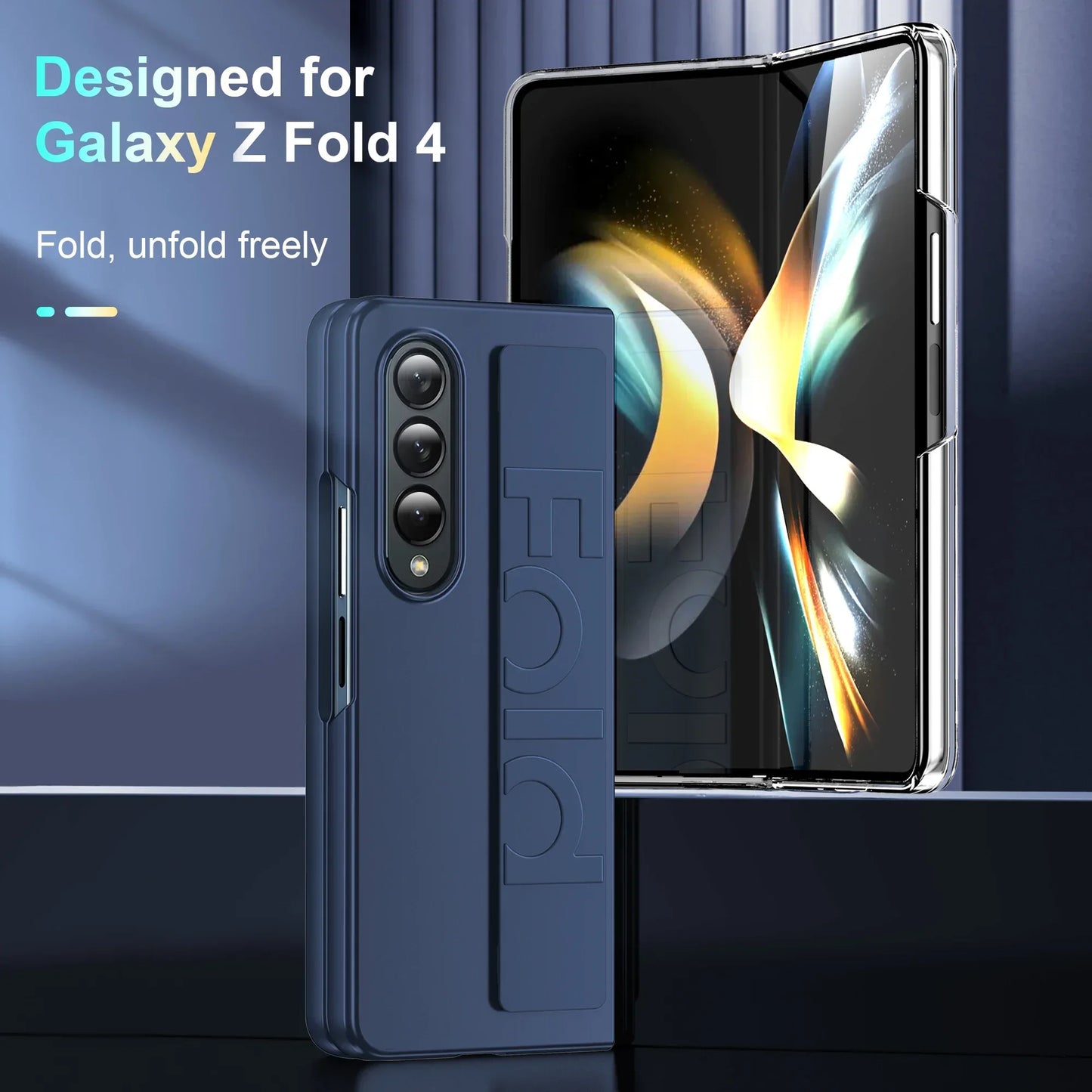 Ultra-thin Matte Silicone Wrist Strap Case For Samsung Galaxy Fold 7 6 5 4 3 Transparent Folding Shockproof Hard Back Cover