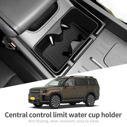 for Hyundai Santa Fe 2024 2025 Water Cup Holder Car Accessories Silicone Shock-Absorbing Drinks Holder Storage Box Tidying Tray