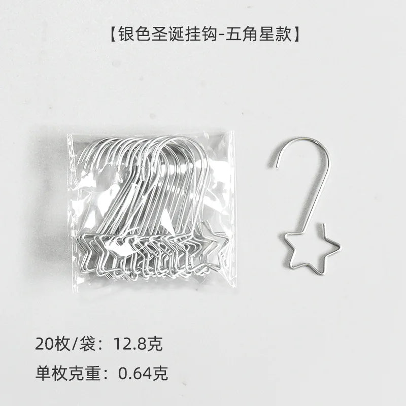 20pcs/bag Christmas Ornaments Metal S-Shaped Hooks Holder Christmas Tree Ball Pendant Hanging Decorations Home Navidad New Year