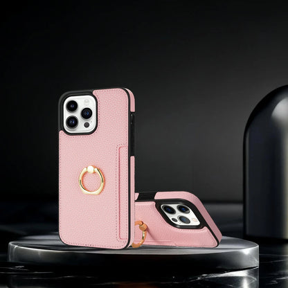 Leather Wallet Phone Case for iPhone Air 17 16 15 14 13 12 11 Pro Max XS XR X 7 8 Plus Ring Holder Card Solt Litchi Stand Cover