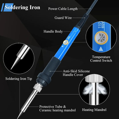Heat Embedded Nuts Adaptors M2 M2.5 M3 M4 M5 M6 Head Insertion Tips Kit For 936 Soldering Iron Pen